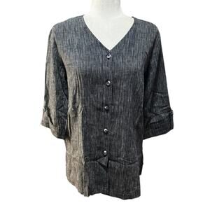 Hot Cotton Linen Blend Button Front Tunic Top Size S Lagenlook Marc Ware
